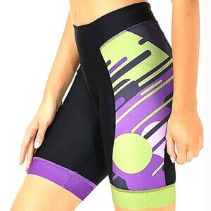 DEALYORK purple & green padded cycling shorts, 2XL.